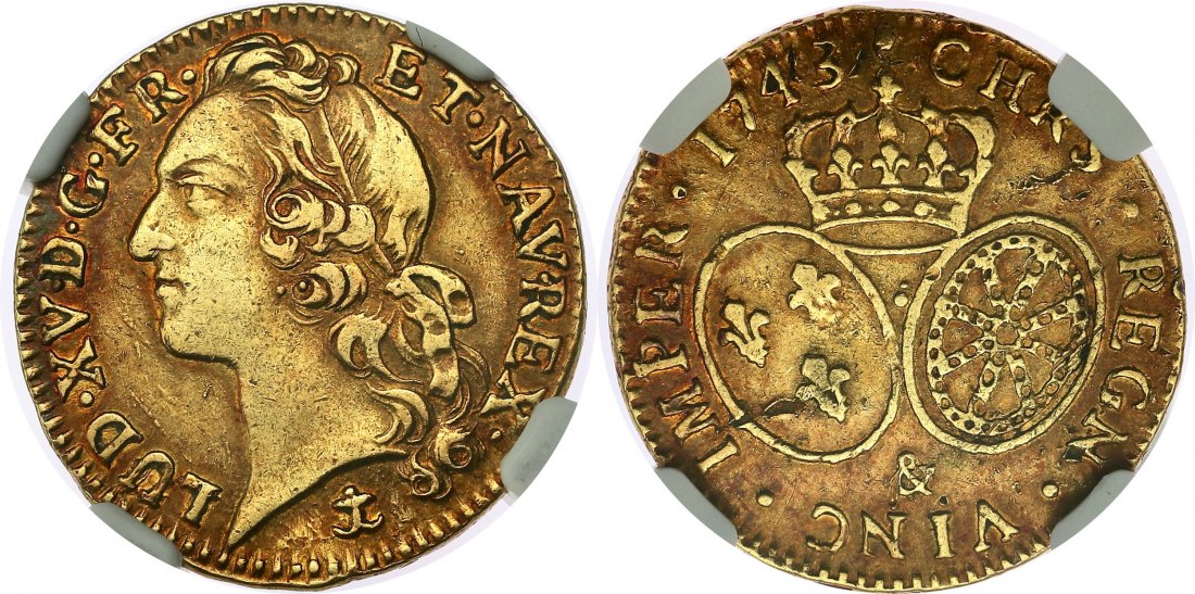  Frankreich 1 Gold Louis 1743& | NGC VF45 | Louis XV.   