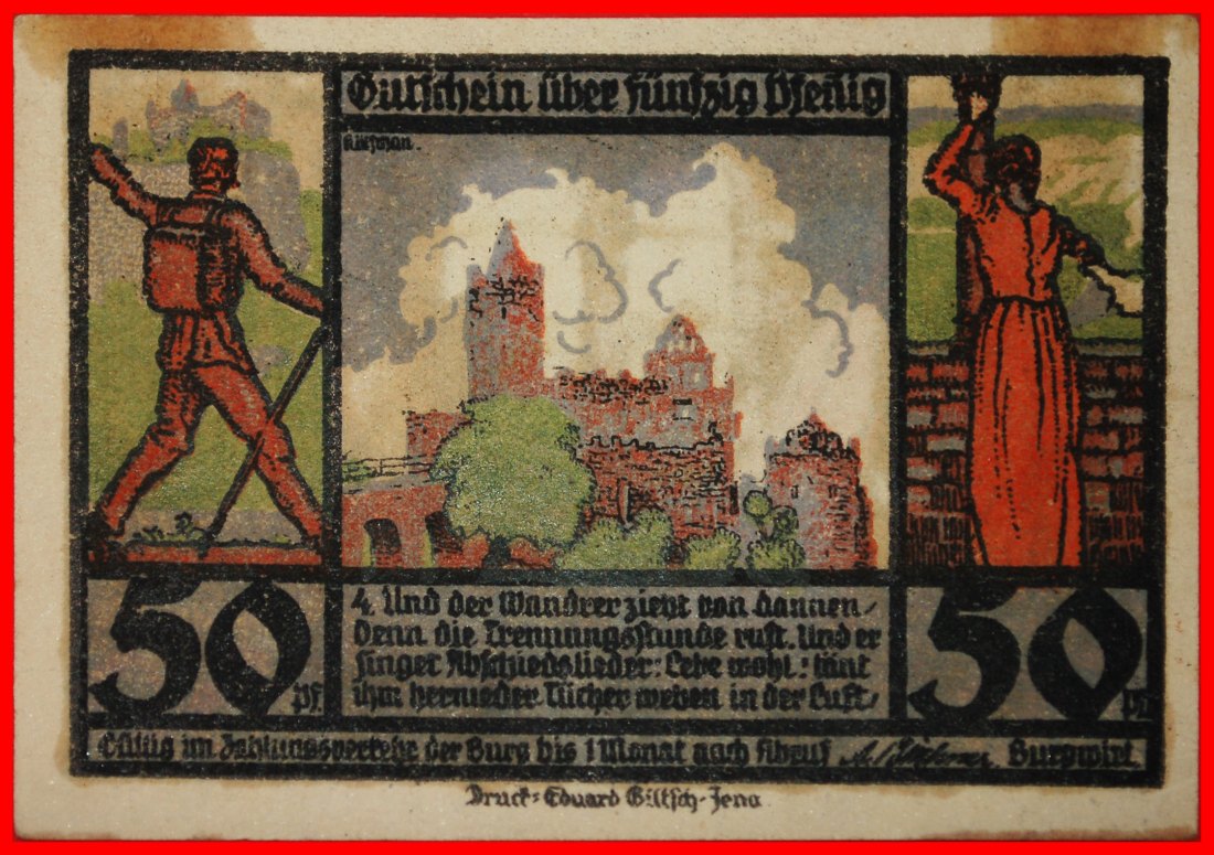  * SAXONY: GERMANY RUDELSBURG ★ 50 PFENNIGS 1921 JENA CRISP!★LOW START★NO RESERVE!   