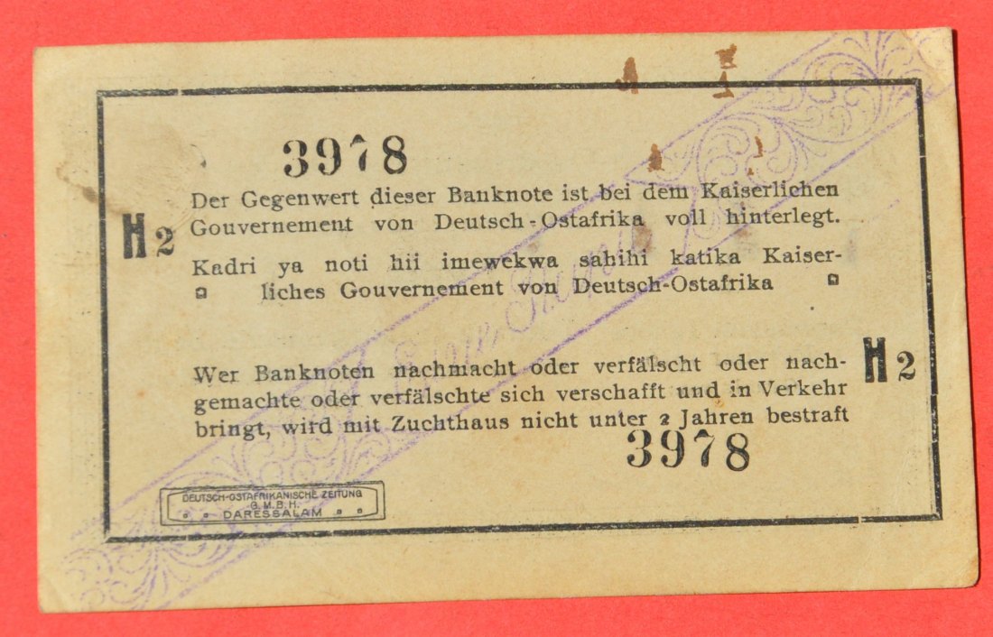 DEUTSCH-OSTAFRIKA 1 Rupie 1916, Ro. 928c, großartiger Erhaltungsgrad   