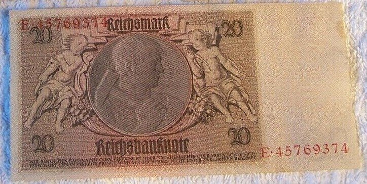  DEUTSCHES REICH 20 Reichsmark, Ro. 174b, M/E, Kriegsdruck - wunderbare Erhaltung   