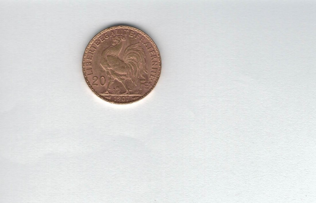  20 Francs 1907 Goldmünze 900/6,5g Frankreich Spittalgold9800 (2459   