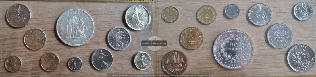  Frankreich Monnaie de Paris Stempelglanz Satz - 10 Münzen - FM-Frankfurt  Feingewicht: 27 g   