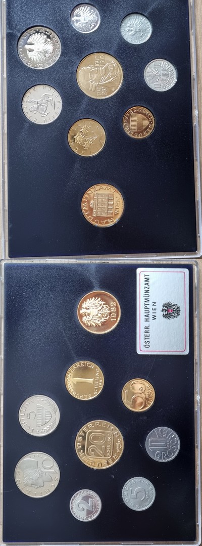  Österreich Münzset 5 Groschen  - 20 Schilling 9 Münzen 1982  FM-Frankfurt Kupfer-Nickel, Bronze   