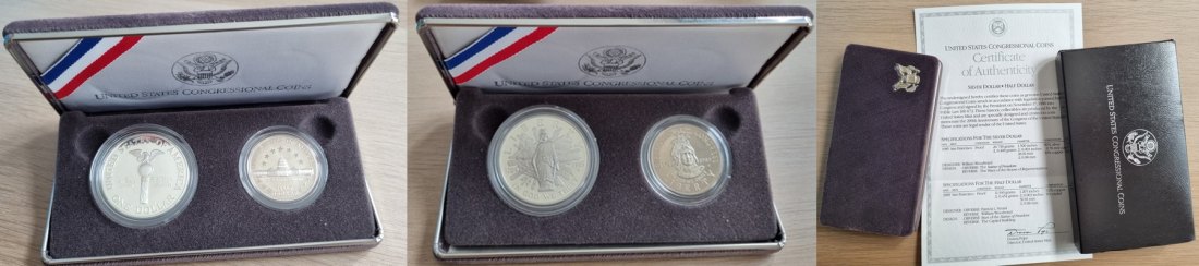  USA,  1 Dollar Half Dollar  1989 S Congress Coins   FM-Frankfurt   Feinsilber: 24,06g   
