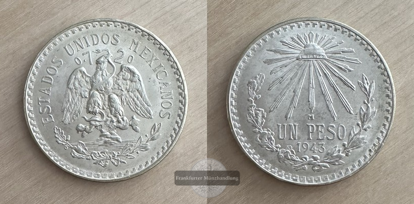  Mexiko  1 Peso    1943  FM-Frankfurt  Feinsilber: 12g   