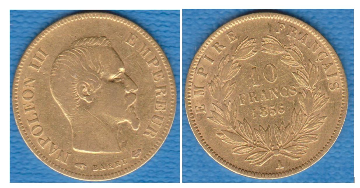  -kirofa - FRANKREICH 10 GOLD FRANCS- NAPOLEON III - 1856 A - 2.9 g Gold 90% - Sehr Schön   