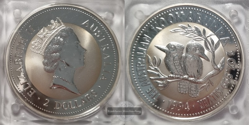  Australien  2 Dollar 1994 Kookaburra  FM-Frankfurt Feingewicht: 62,2g   
