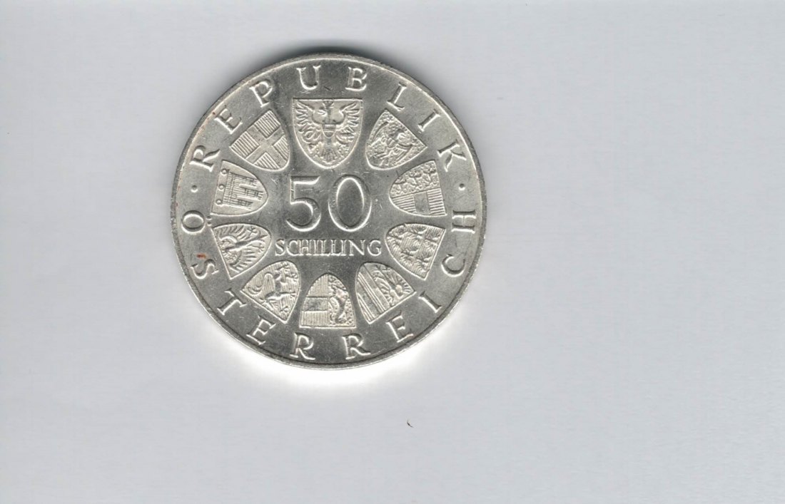  50 Schilling 1968 50 Jahre Republik Österreich Ag Spittalgold9800 (4584/7)   