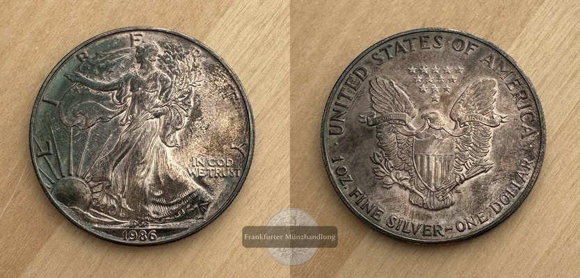  USA 1 Dollar (American Eagle)  1986  FM-Frankfurt Feingewicht: 31,1g Silber   