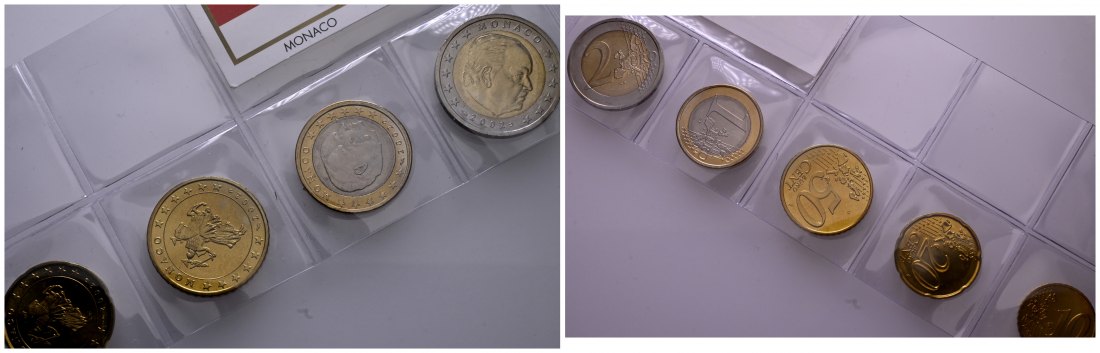 PEUS 1910 Monaco 3,80 EUR Fragment-KMS Euro (5 Münzen) 2002 Uncirculated