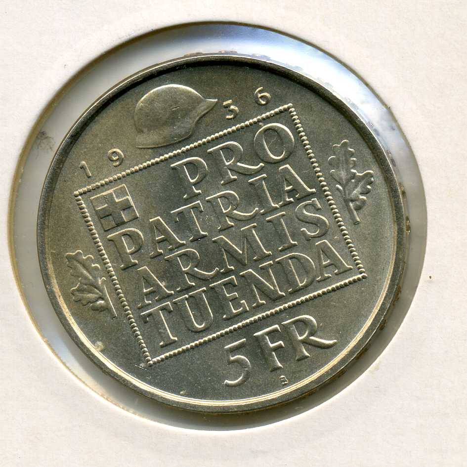  5 Franken 1936 Wehranleihe vorzüglich/stempelglanz   