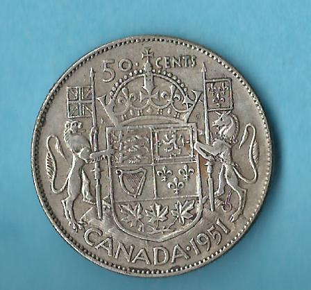  Kanada 50 cent 1951   Silber Koblenzer Muenzen Studio Münzenankauf Koblenz Frank Maurer AD71   