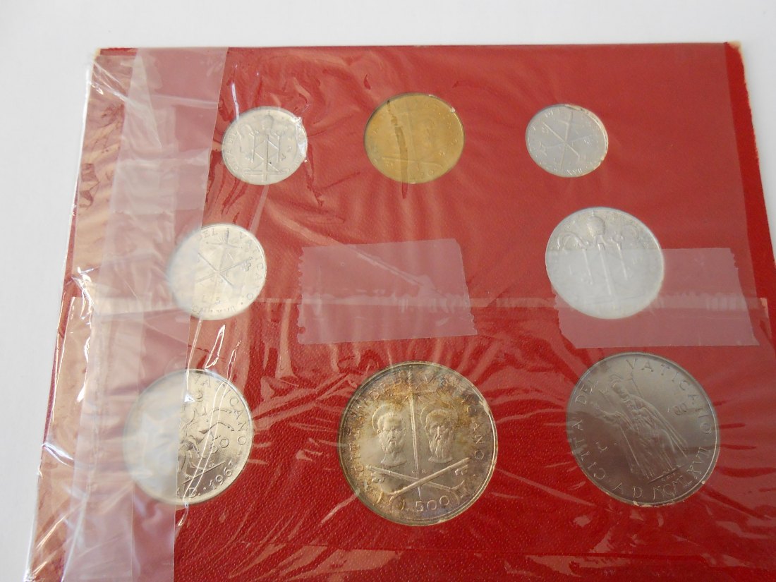  Vatikan Kursmünzensatz 1967 (2) MCMLXVII ANNO V im Folder   