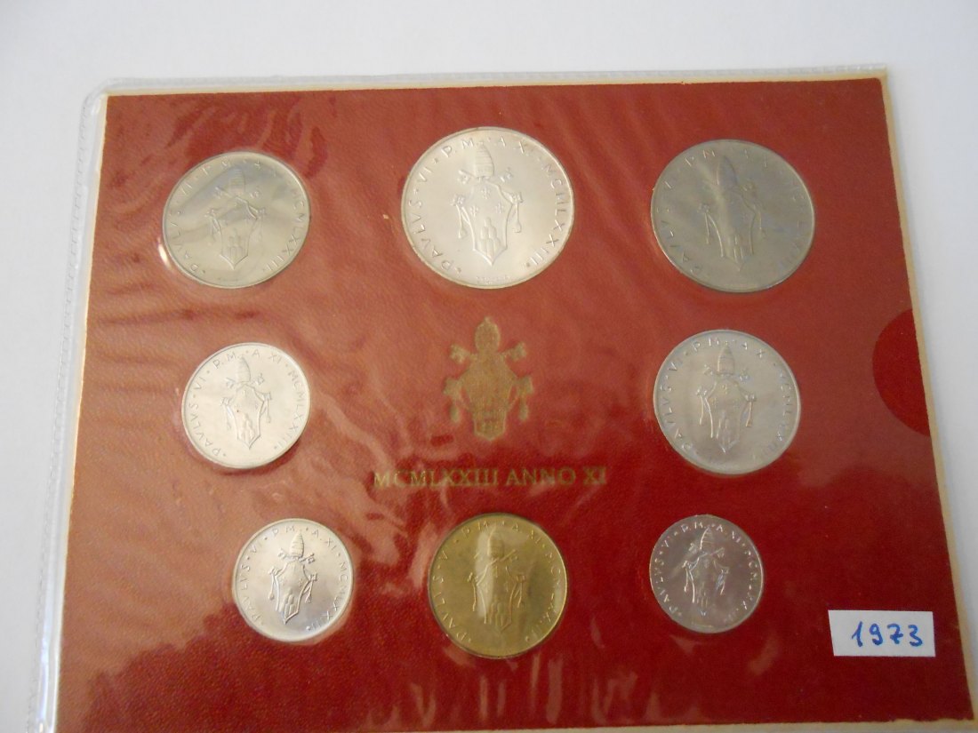  Vatikan Kursmünzensatz 1973(2) MCMLXXIII ANNO XI im Folder   