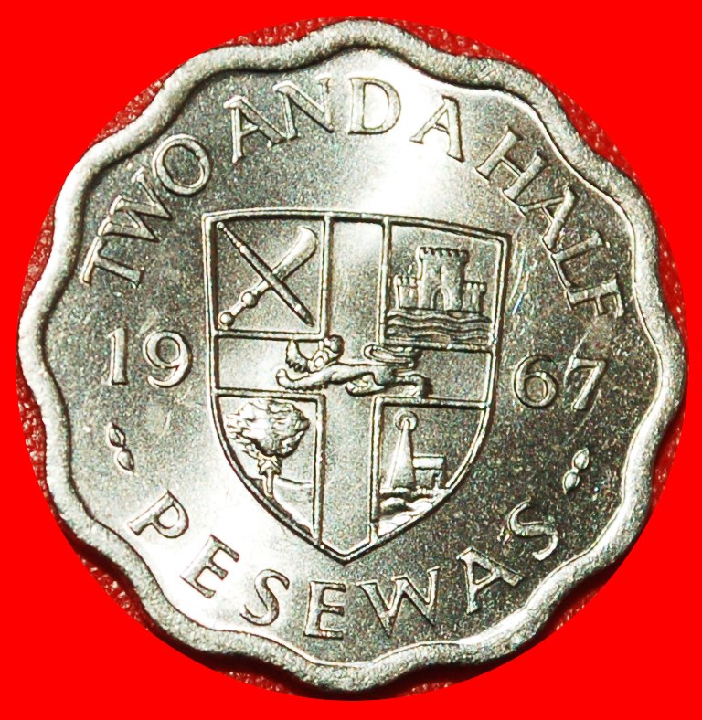  * GREAT BRITAIN: GHANA ★ 2 1/2 PESEWAS 1967 COCOA UNC MINT LUSTRE! ★LOW START ★ NO RESERVE!   