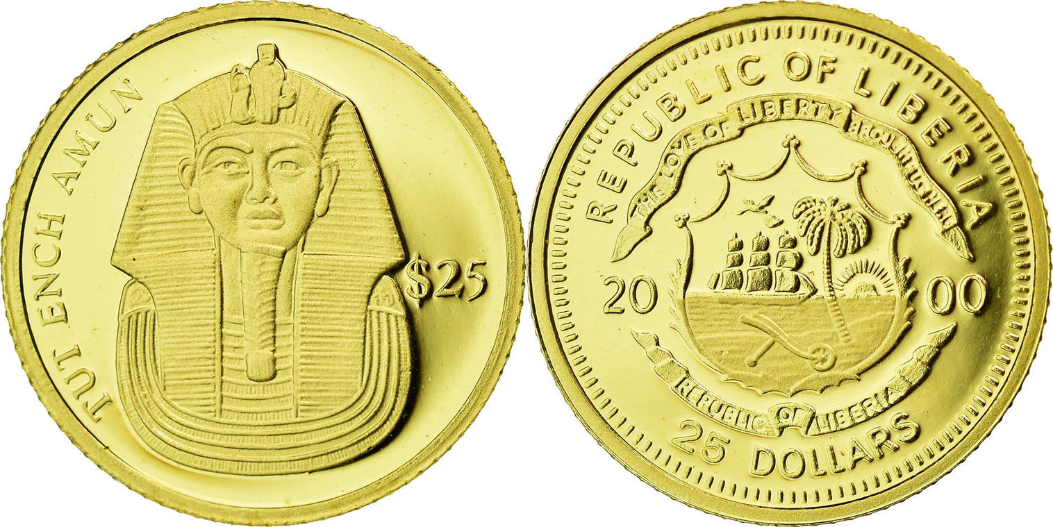  Liberia 25 Dollars „Tut Ench Amun“ , 999 Gold   