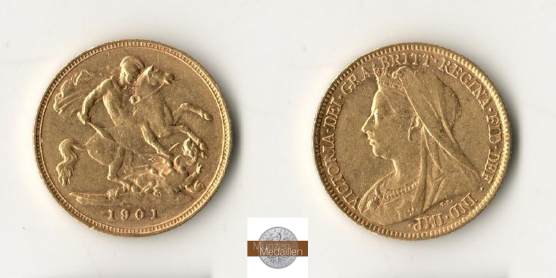 Grossbritannien, Victoria (1838-1901) MM-Frankfurt Feingold: 3,66g 1/2 Sovereign 1901 