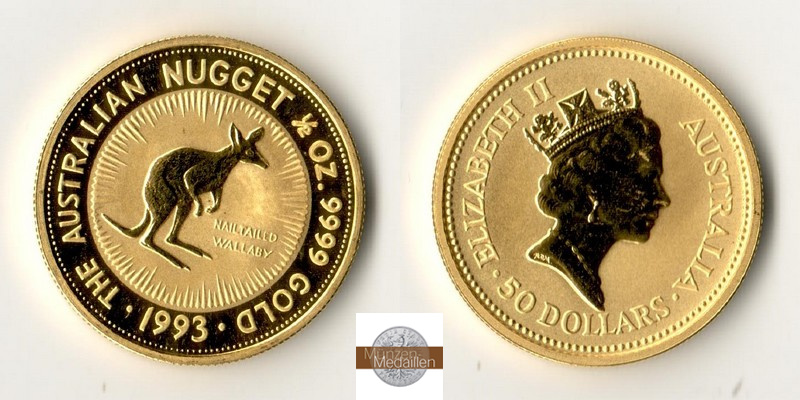 Australien  50 Dollar MM-Frankfurt Feingold: 15,55g Nail-tailed Wallaby 1993 