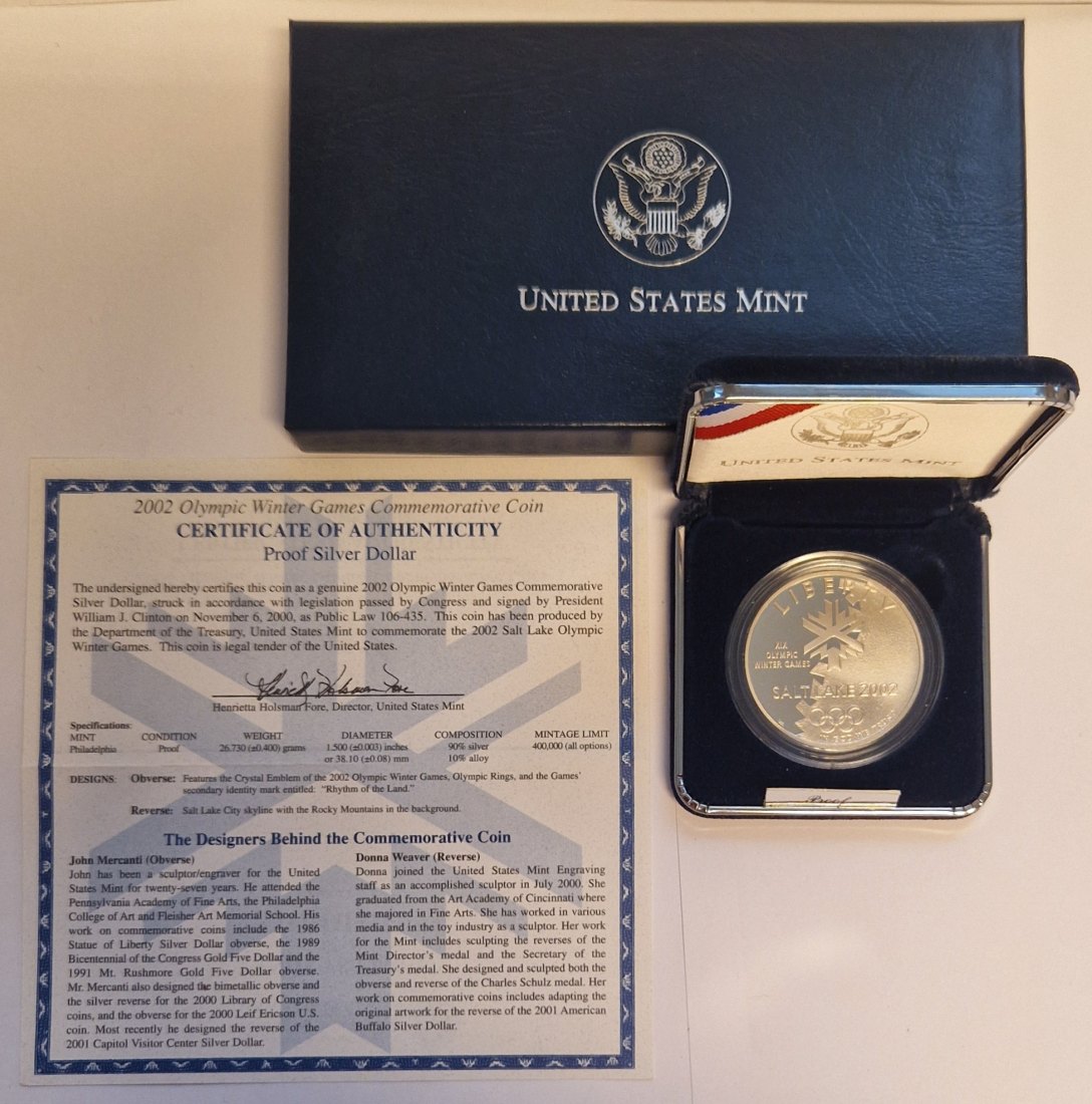 United State Mint Olympic Winter Games Silver Dollar 2002 Münzenankauf Koblenz Frank Maurer AD169   