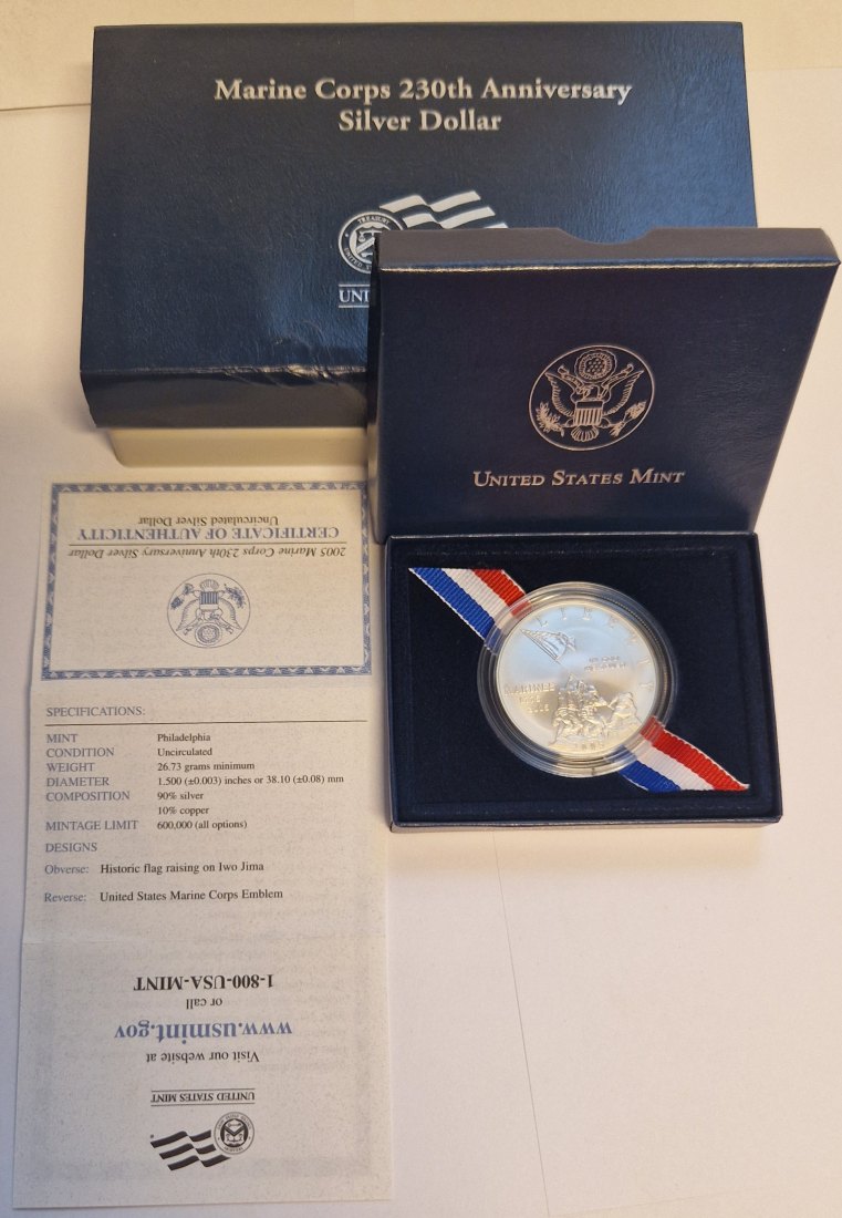  United State Mint Marine Corps 230th Anniversay Silver Münzenankauf Koblenz Frank Maurer AD170   