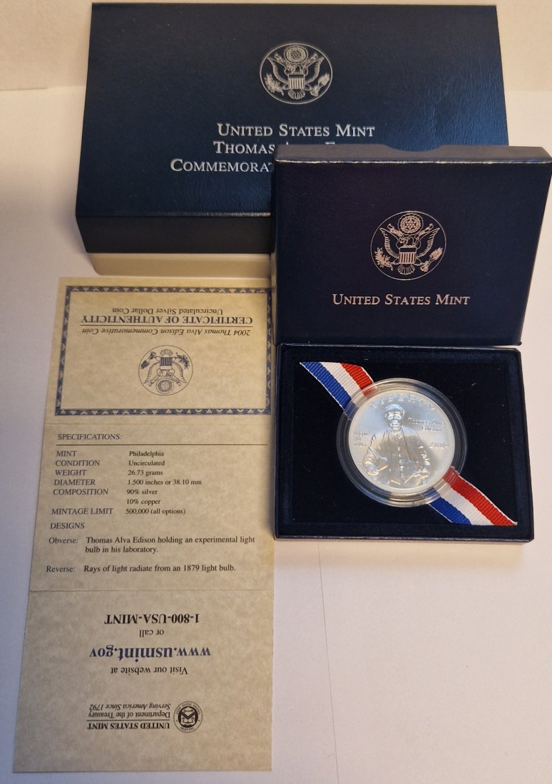  United State Mint Thomas Alva Edison Münzenankauf Koblenz Frank Maurer AD171   