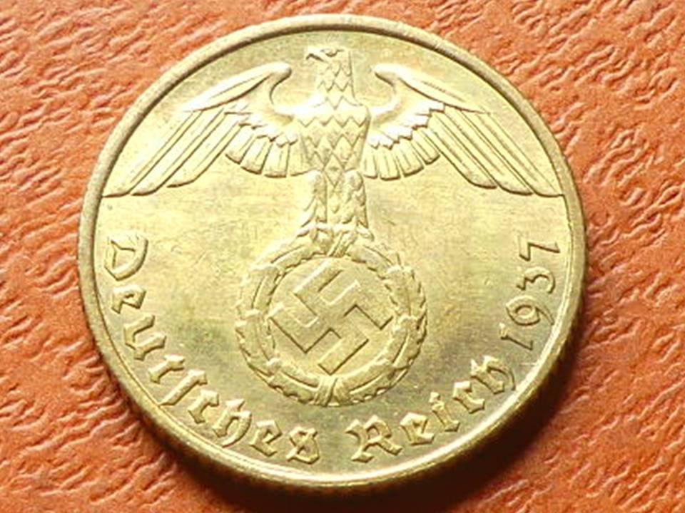  Deutschland 3. Reich 10 Reichspfennig 1937 E seltener Jahrgang - Topstück   