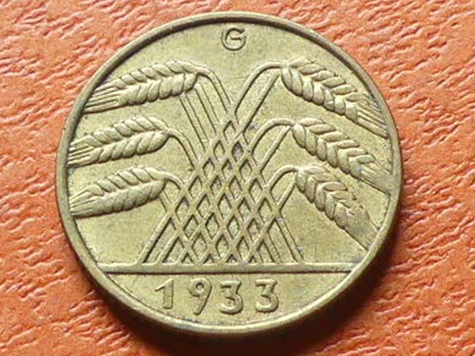  Deutschland Weimar 10 Reichspfennig 1933 G seltener Jahrgang   