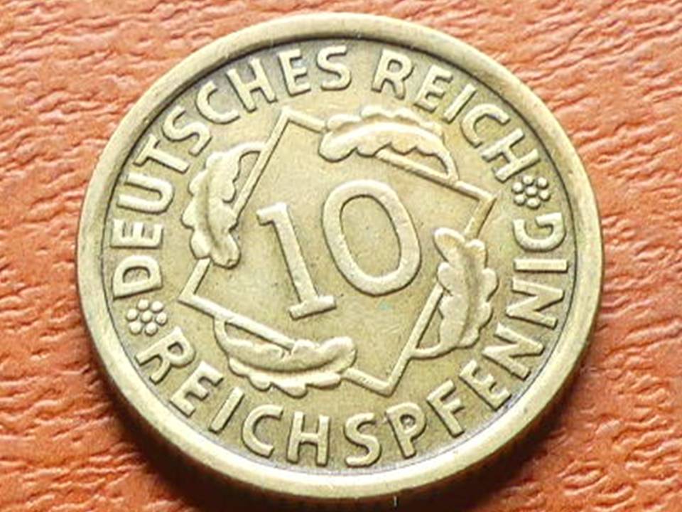  Deutschland Weimar 10 Reichspfennig 1933 J seltener Jahrgang – Top-Erhaltung   