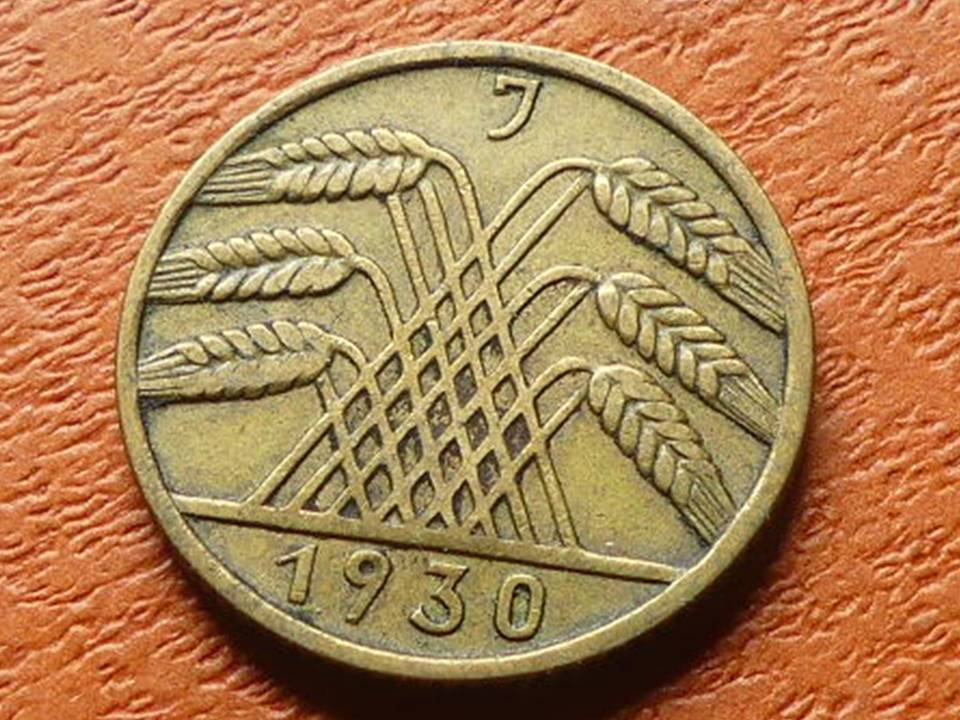  Deutschland Weimar 10 Reichspfennig 1930 J seltener Jahrgang   