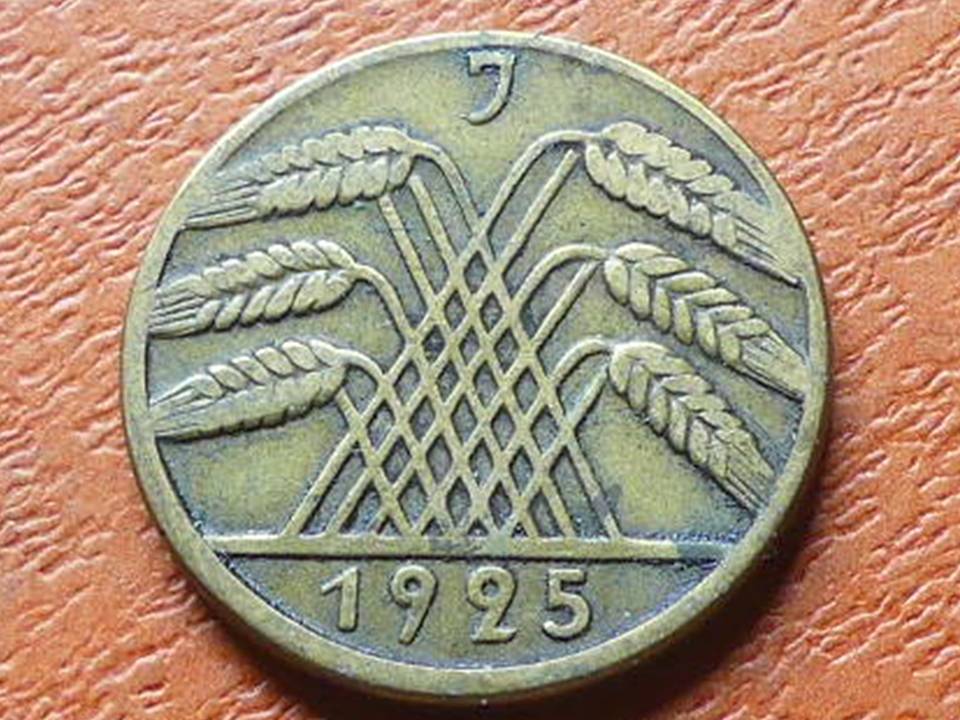  Deutschland Weimar 10 Reichspfennig 1925 J seltener Jahrgang   