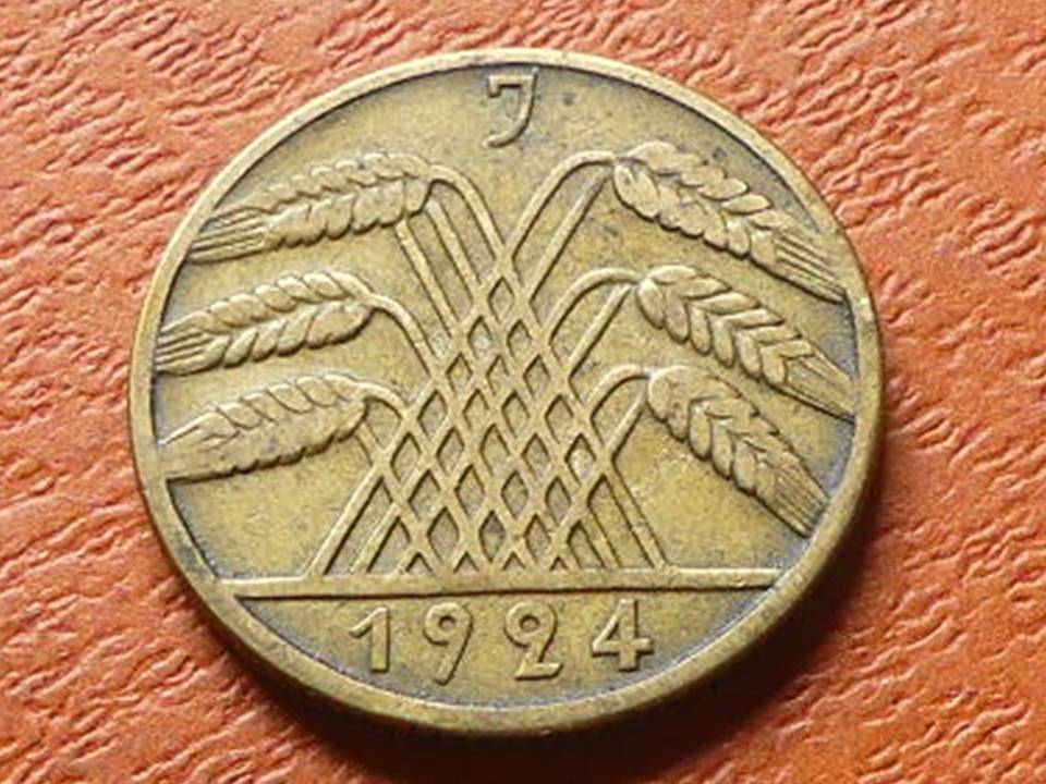  Deutschland Weimar 10 Reichspfennig 1924 J seltener Jahrgang   