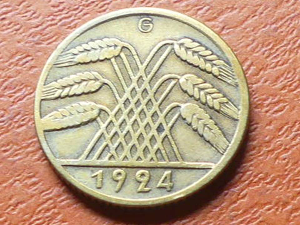  Deutschland Weimar 10 Reichspfennig 1924 G seltener Jahrgang   
