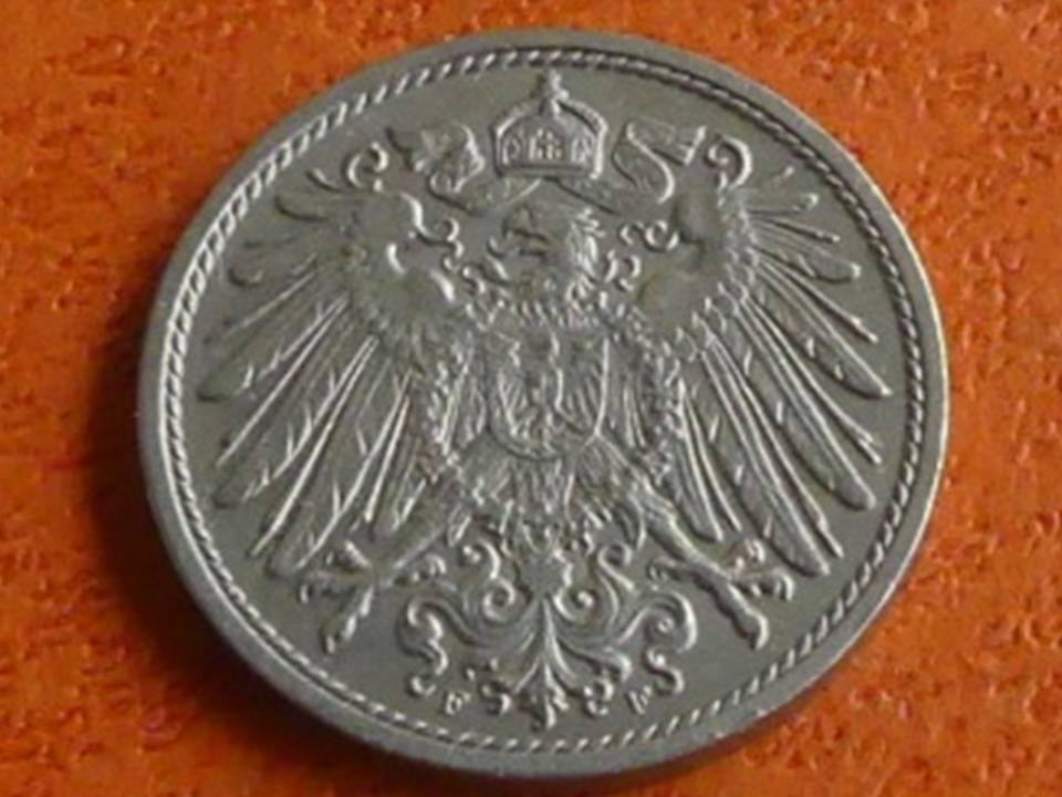  Deutschland Kaiserreich 10 Pfennig 1909 F, seltener Jahrgang. Prachtstück!   