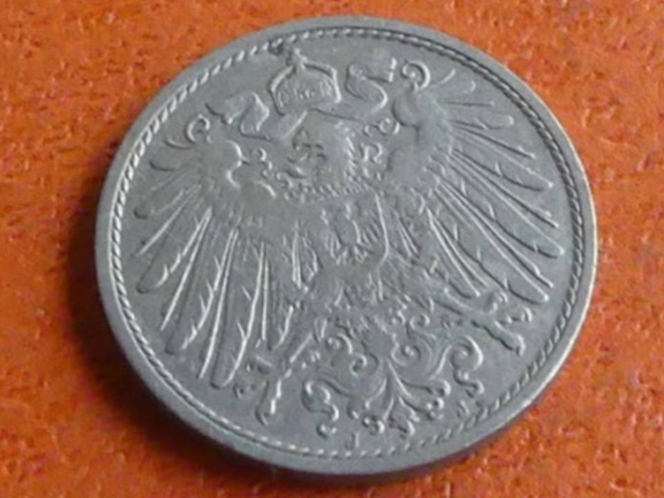  Deutschland Kaiserreich 10 Pfennig 1909 J, seltener Jahrgang.   