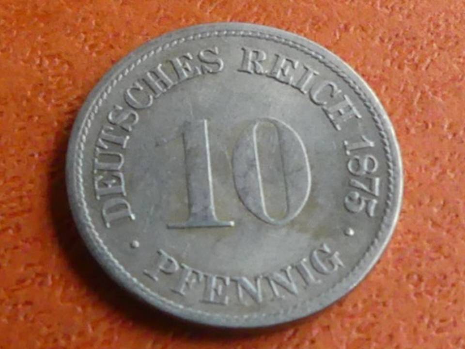  Deutschland Kaiserreich 10 Pfennig 1875 H, seltener Jahrgang. Top-Erhaltung   