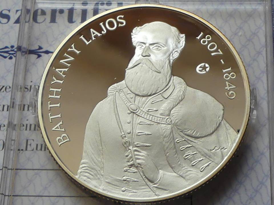  Silbermünze Ungarn 5000 Forint 2007 „Lajos Batthyany“, PP, in Kapsel   