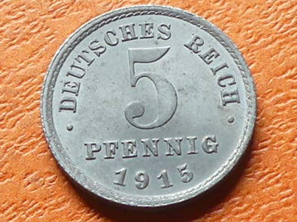 Deutschland Kaiserreich 5 Pfennig 1915 E seltener Jahrgang - Topstück   