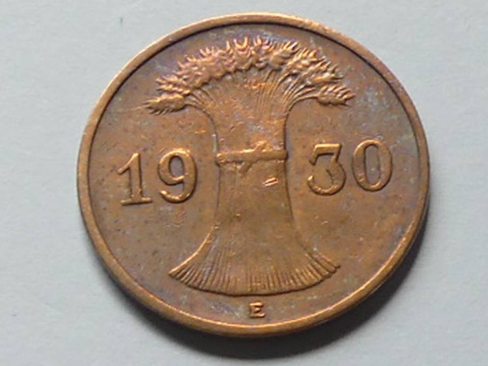  Deutschland Weimarer Republik 1 Reichspfennig 1930 E seltener Jahrgang   