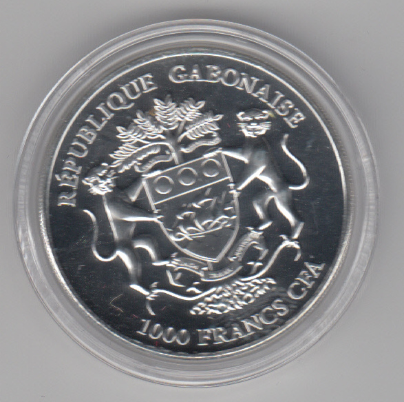  Gabun, 1000 Francs, The African Springbok 2012, 1 unze oz Feinsilber   