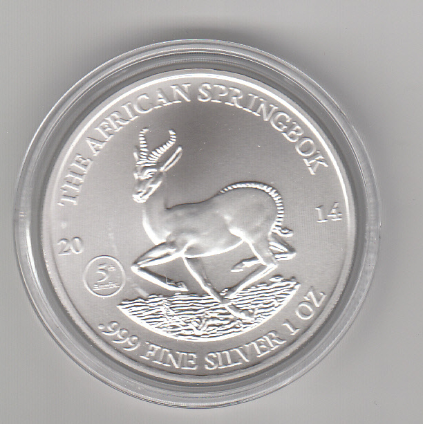  Gabun, 1000 Francs, The African Springbok 2014, 1 unze oz Feinsilber   