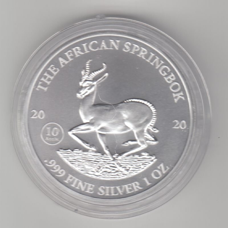  Gabun, 1000 Francs, The African Springbok 2020, 1 unze oz Feinsilber   