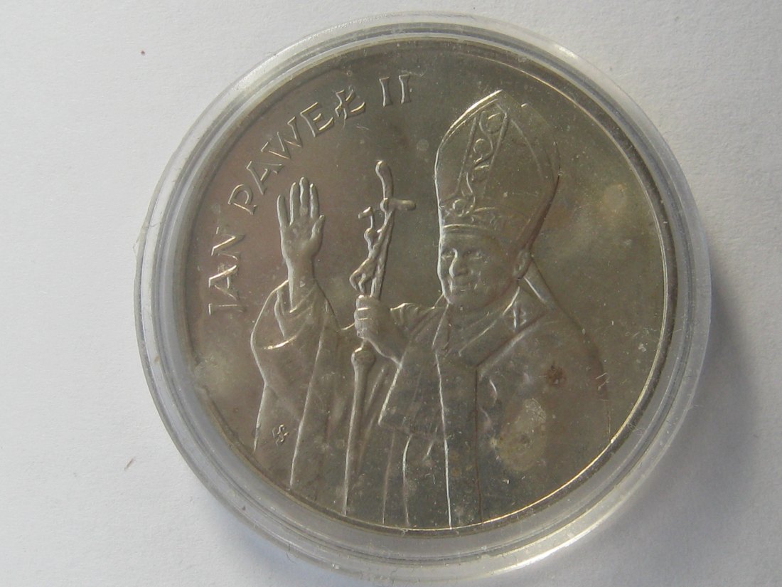  Polen 10 000 Zlotys Papst Johnnes Paul II. 1987; 750er Silber, 19,3 Gramm, gekapselt   