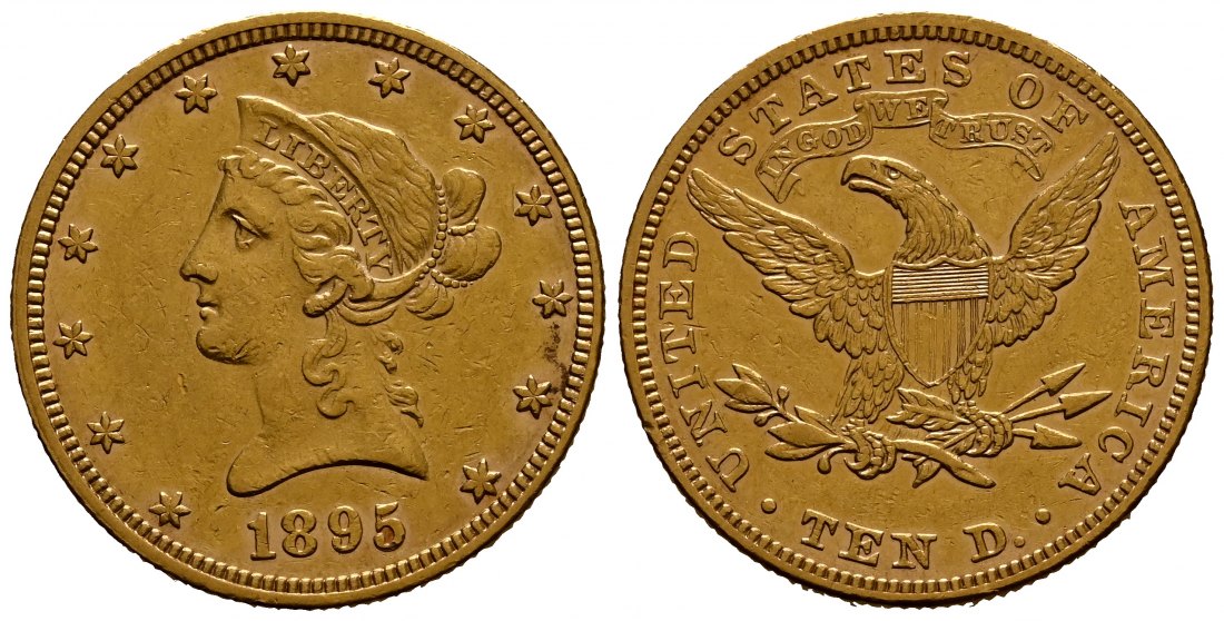 PEUS 1937 USA 15,05 g Feingold. Coronet Head 10 Dollars GOLD 1895 Sehr schön