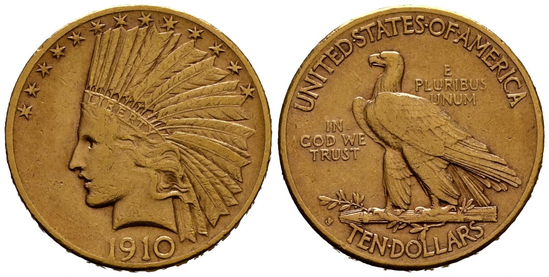 PEUS 1938 USA 15,05 Feingold. Indian Head 10 Dollars GOLD 1910 S Sehr schön