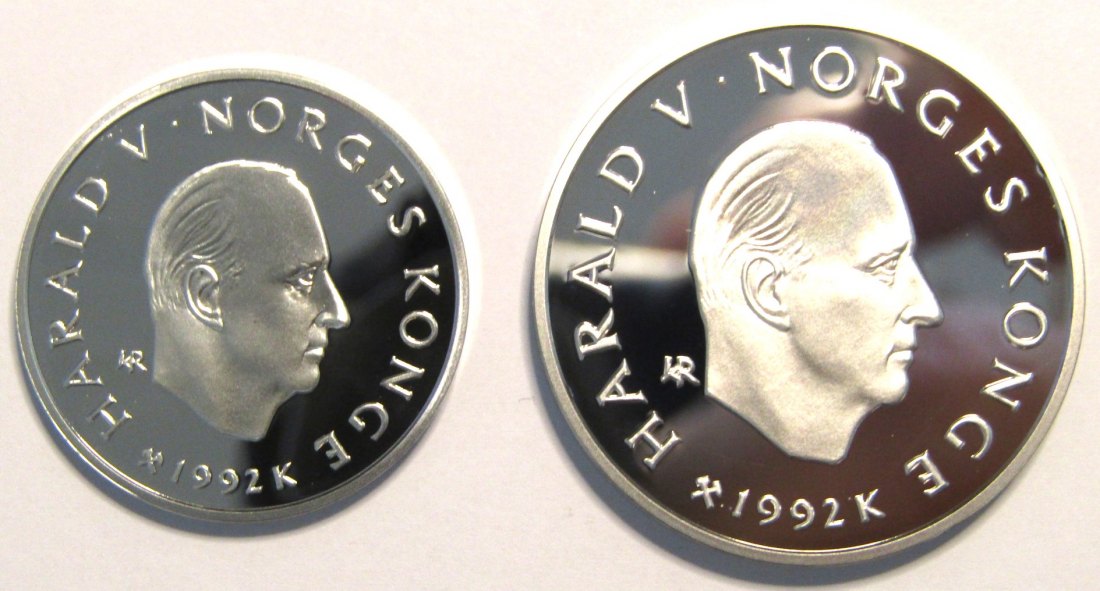  Norwegen: Harald V., 50 & 100 Kroner (Silberpaar Nr. 3), OL Lillehammer, 1,5 Unzen Feinsilber in pp   