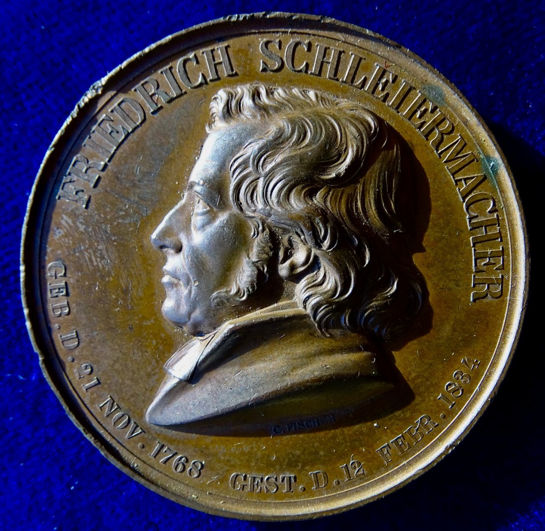  Schleiermacher aus Breslau Schlesien, heute Polen, Medaille 1834 auf seinen Tod   