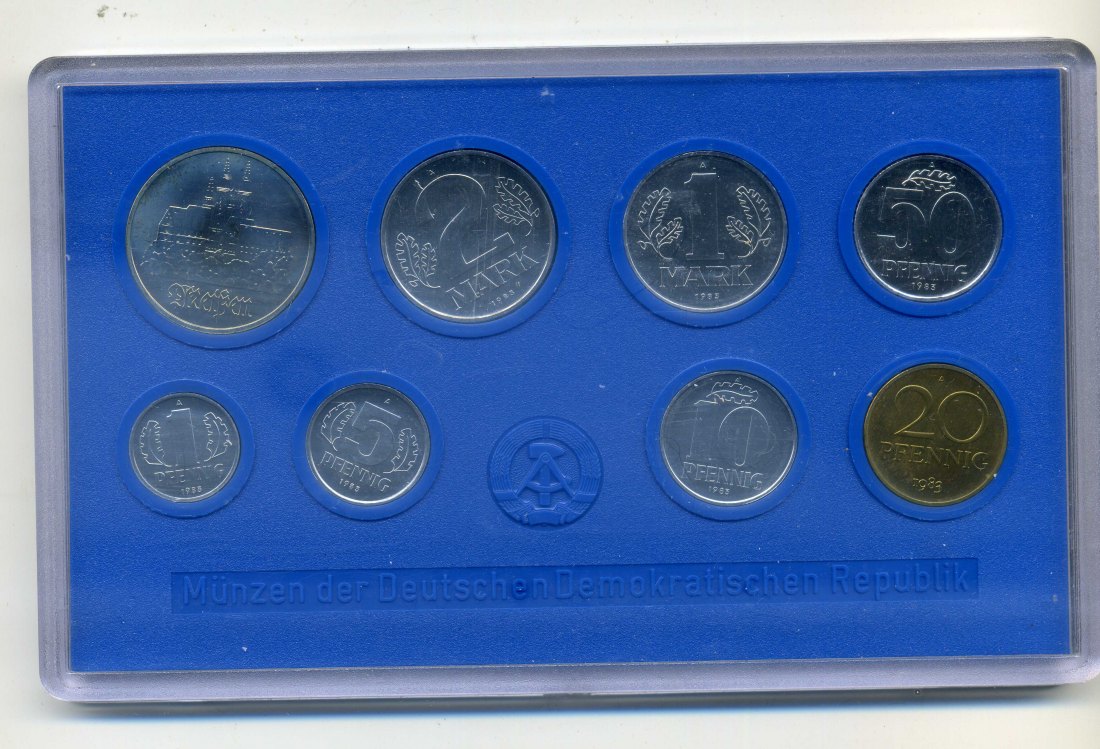  Kursmünzensatz DDR 1983 stempelglanz mit 5 Mark Meissen 1983   