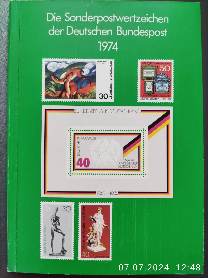 Briefmarken Jahrbuch der Deutschen Bundespost 1974 mit Schwarzdruck   