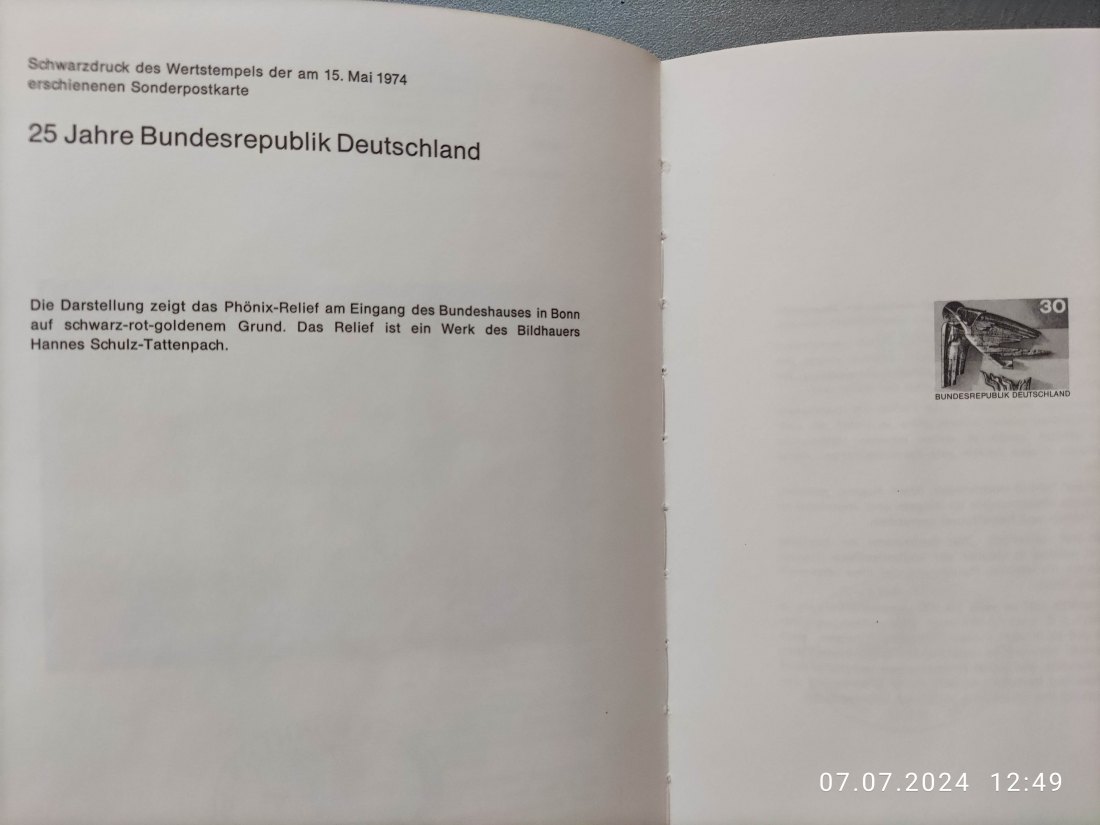  Briefmarken Jahrbuch der Deutschen Bundespost 1974 mit Schwarzdruck   