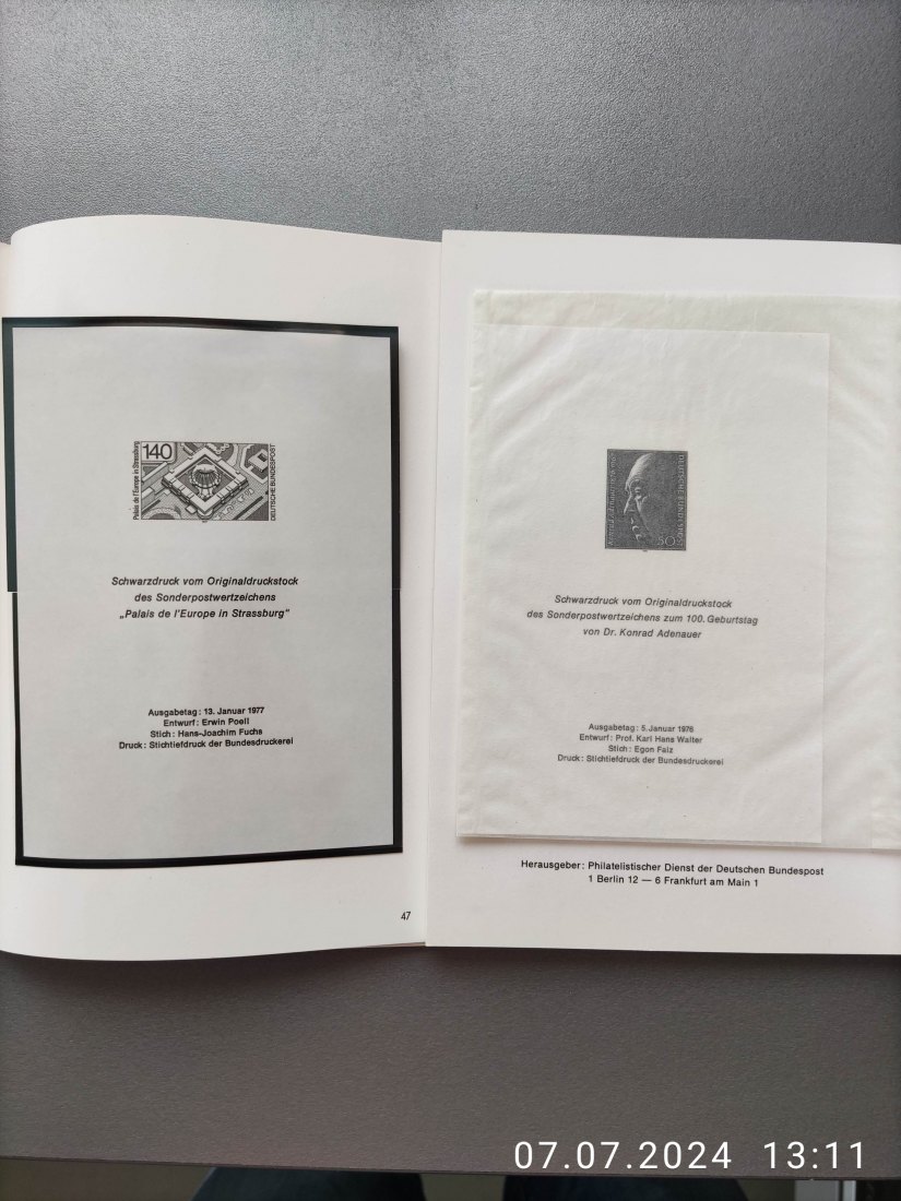  Briefmarken Jahrbücher der Deutschen Bundespost 1975 und 1976 mit Schwarzdrucken   